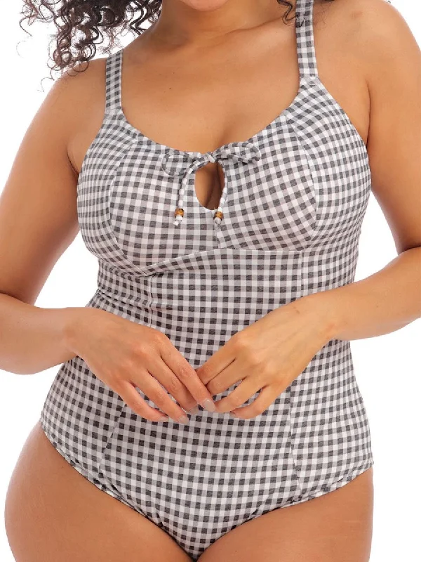 Checkmate Moulded Swimsuit - Grey Marl Retro Swimwear Style