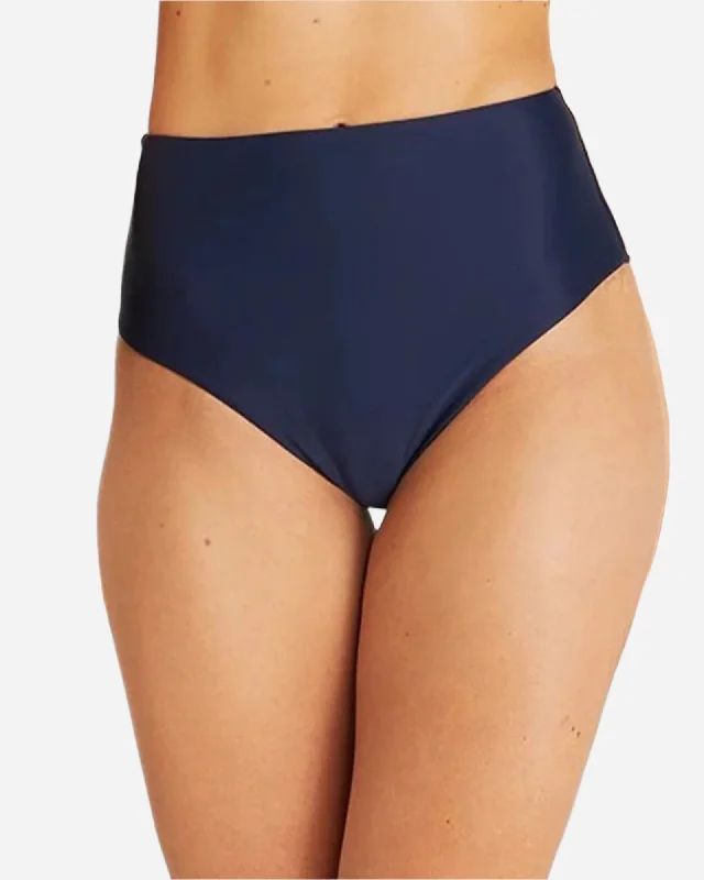 Womens - Swim Bottom - High Waist Bikini - Navy High-Waisted Swim Bottoms