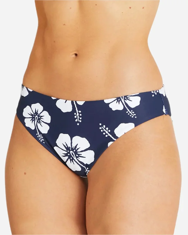 Womens - Swim Bottom - Regular Brief Bikini - Hibiscus Navy Adjustable Strap Swimsuit