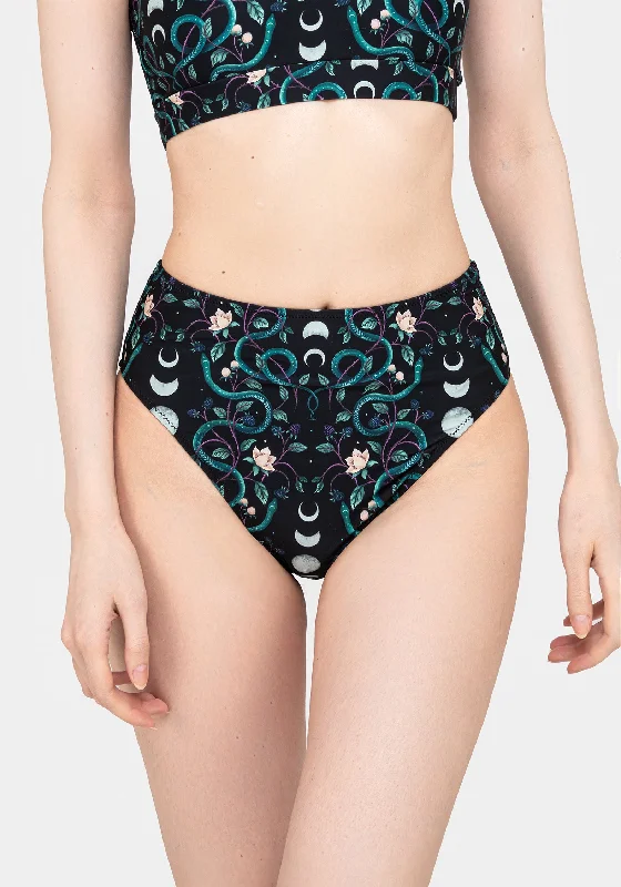 Pythia Snake Print High Waist Swim Bottoms Full Coverage Swimsuit