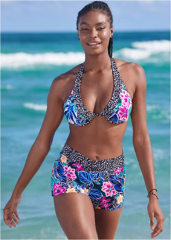 V-Front Swim Shorts - Island Vibes Sporty Swimwear Bottoms