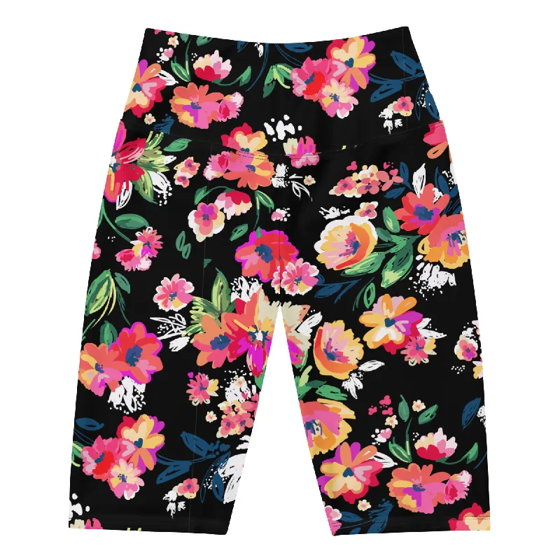 Women's Plus Size 9" Quick Dry High Waist Modest Swim Shorts, Floral Casual Swim Dress