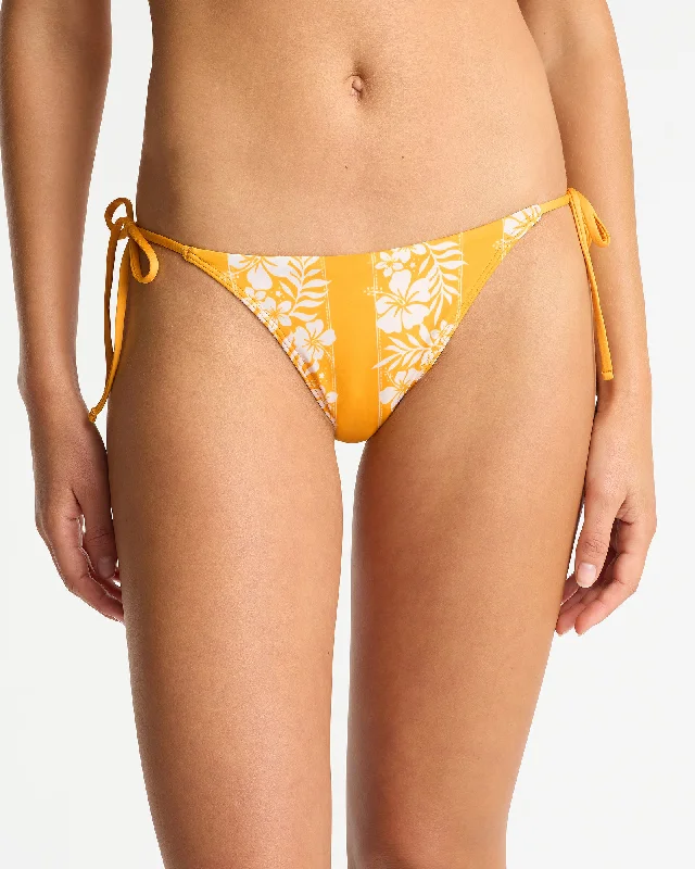 Womens - Swim Bottom - Poseidon Tie Side Swim Pant - Hibiscus Stripe Daffodil Beach Ready Swimsuit