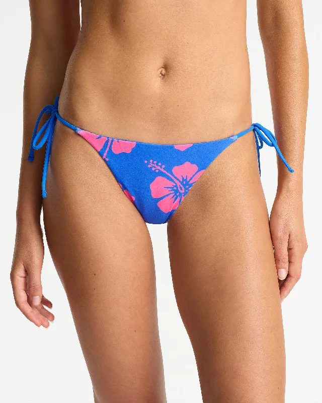 Womens - Swim Bottom - Reversible Poseidon Tie Side Swim Pant - Hibiscus Duo - Blue Pink Classic One-Piece