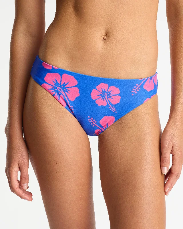 Womens - Swim Bottom - Reversible Regular Swim Pant - Hibiscus Duo - Blue Pink Strapless Swimsuit Top