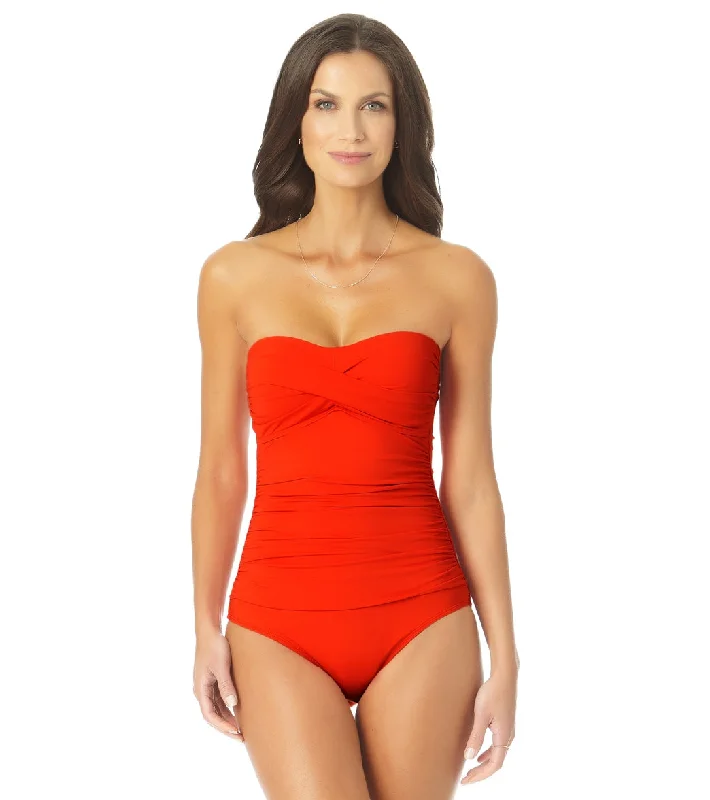 Anne Cole Women's Live In Color Bandeau One Piece Swimsuit Trprd Strappy Back Bikini Anne Cole Women's Live In Color Bandeau One Piece Swimsuit Trprd Strappy Back Bikini