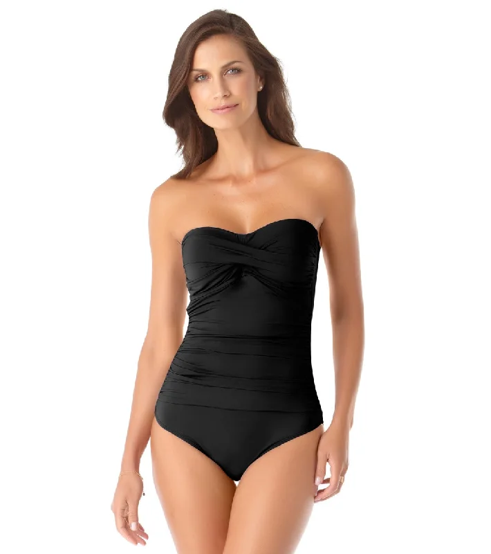 Anne Cole Women's Live In Color Bandeau One Piece Swimsuit Sleek Racerback Swimsuit
