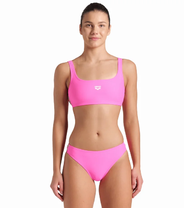 Arena Women's Icons Solid Bralette Two Piece Swimsuit Set Shocking Pink/White Multi Elegant Swimsuit Bottoms Arena Women's Icons Solid Bralette Two Piece Swimsuit Set Shocking Pink/White Multi Elegant Swimsuit Bottoms