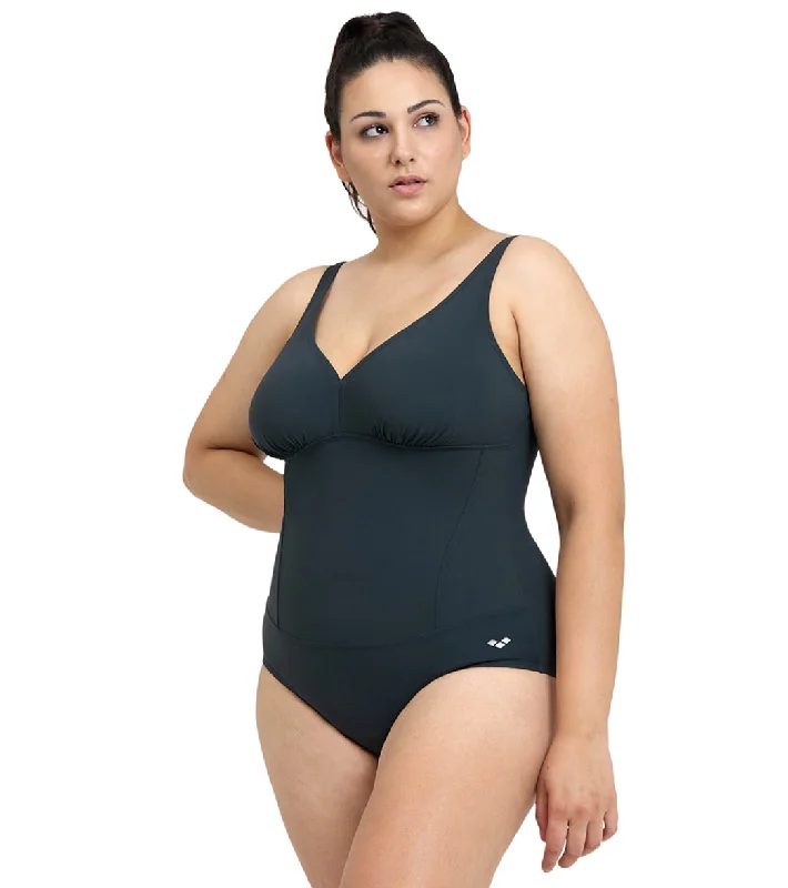 Arena Women's Plus Size Maura Solid U Back One Piece Swimsuit Night Grey Full Coverage Swimsuit Arena Women's Plus Size Maura Solid U Back One Piece Swimsuit Night Grey Full Coverage Swimsuit