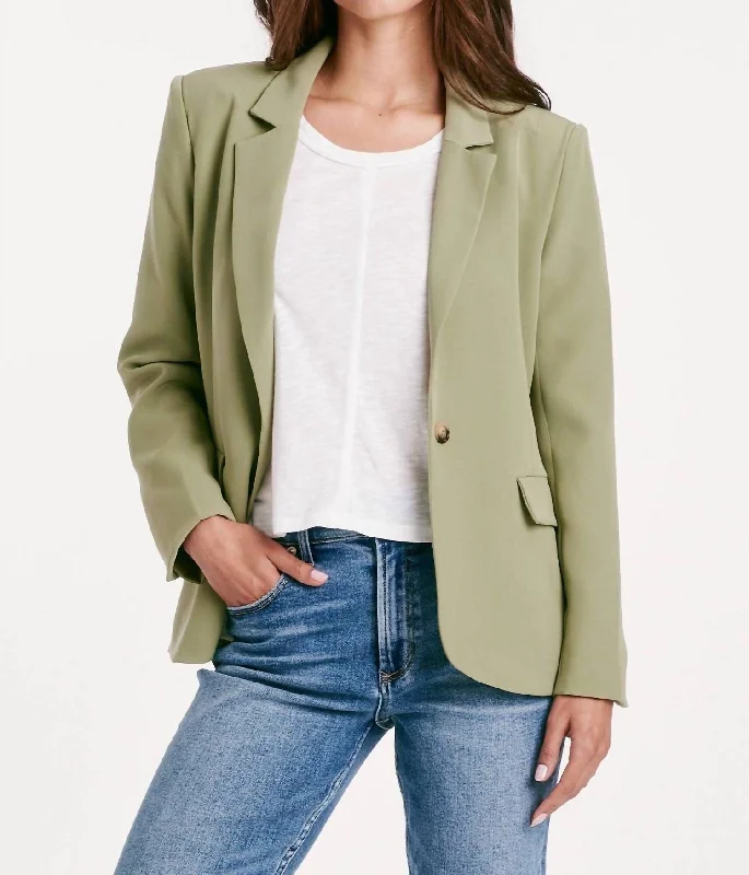 Berkley Blazer Jacket In Green Notch Collar Jacket Peter Pan Collar Jacket Cowl Neck Jacket