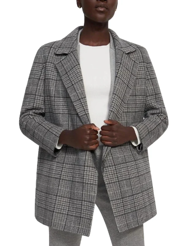 Clairene West Plaid Jacket In Grey Multi Herringbone Jacket Houndstooth Jacket Plaid Jacket