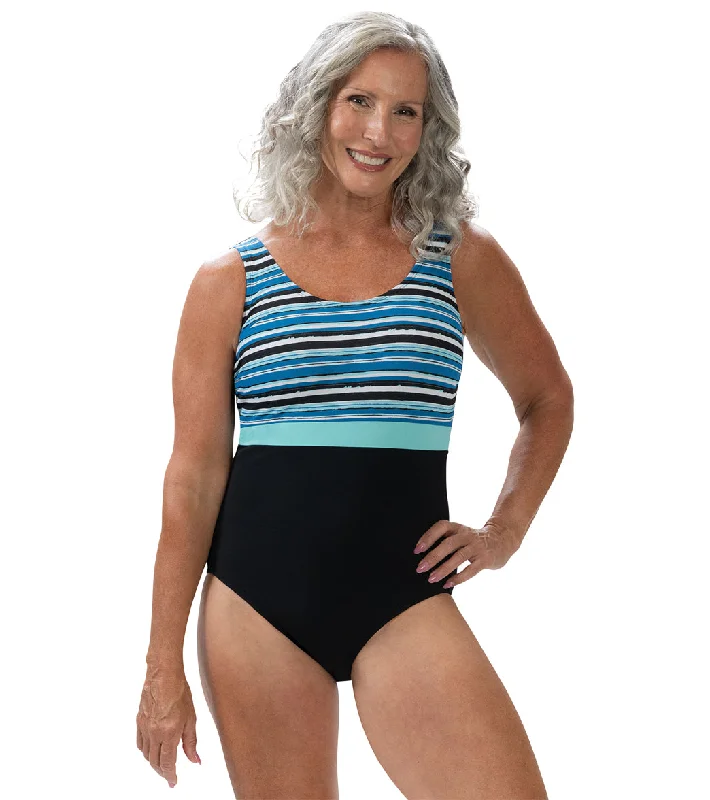 Dolfin Aquashape Women's Color Block Scoop Back One Piece Swimsuit Strapless Swimsuit Top Dolfin Aquashape Women's Color Block Scoop Back One Piece Swimsuit Strapless Swimsuit Top