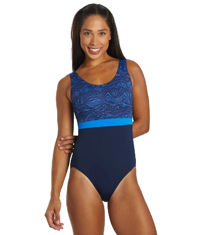 Dolfin Women's Aquashape Color Block Moderate Scoop Back Chlorine Resistant One Piece Swimsuit Waverly Sporty Swimsuit Style Dolfin Women's Aquashape Color Block Moderate Scoop Back Chlorine Resistant One Piece Swimsuit Waverly Sporty Swimsuit Style