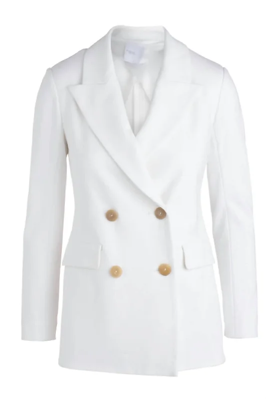 Double Breasted Peak Lapel Jacket In White Anorak Shell Jacket Lightweight Jacket