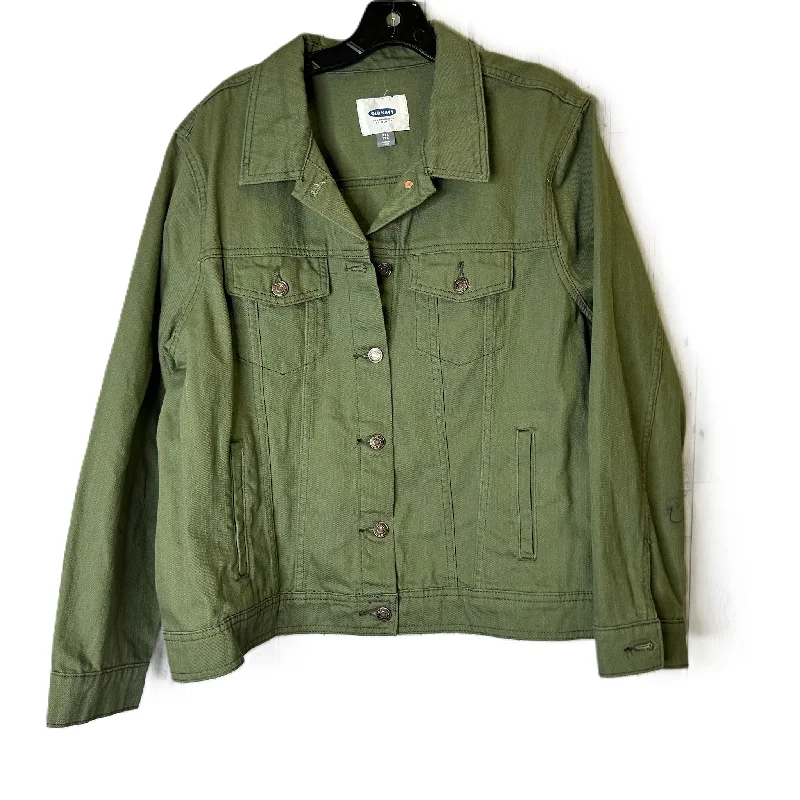 Jacket Denim By Old Navy In Green, Size: 1x Fitted Jacket Loose Jacket Oversized Jacket