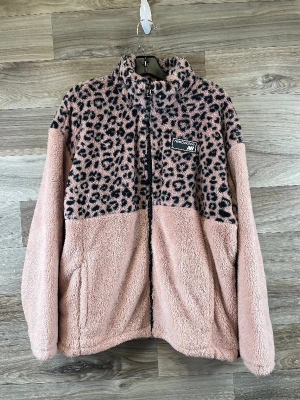 Jacket Faux Fur & Sherpa By New Balance In Animal Print, Size: Xl Notch Collar Peter Pan Collar Cowl Neck