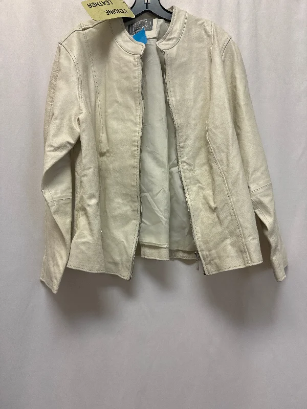 Jacket Leather By Jessica London In Cream, Size: 2x Denim Jacket Leather Jacket Suede Jacket