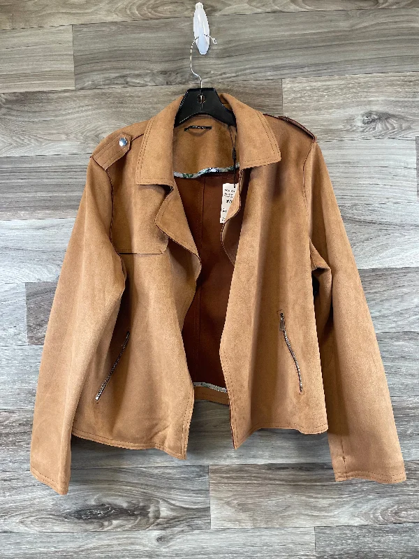 Jacket Moto By Tahari By Arthur Levine In Brown, Size: Xl Oversized Jacket Tailored Jacket Straight Jacket