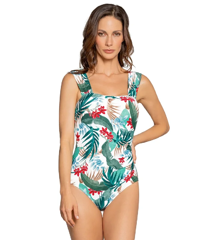 Jantzen Women's NeoTropics Glamour Cap Sleeve One Piece Swimsuit Timeless Black Bikini Jantzen Women's NeoTropics Glamour Cap Sleeve One Piece Swimsuit Timeless Black Bikini