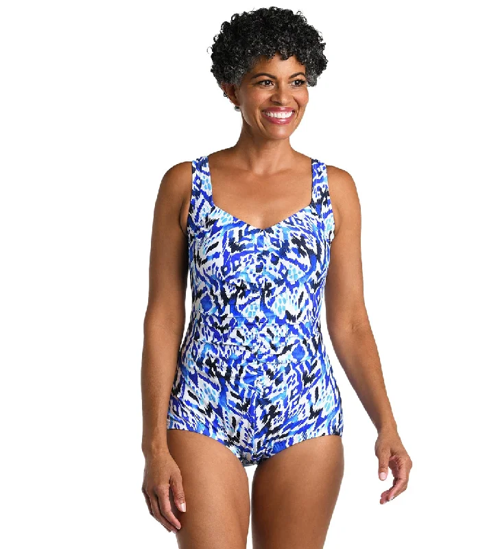 Maxine Women's Global Groove Shirred Front Girl Leg One Piece Swimsuit Vintage Swimwear Look Maxine Women's Global Groove Shirred Front Girl Leg One Piece Swimsuit Vintage Swimwear Look