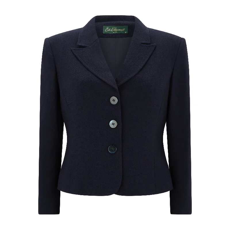 Navy Jennifer Tailored Wool Crepe Jacket Rayon Fabric Velvet Fabric Corduroy Fabric