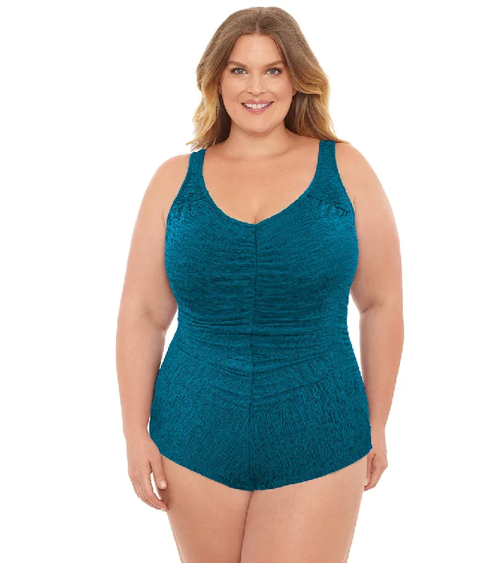 Penbrooke Krinkle Plus Size Chlorine Resistant Girl Leg One Piece Swimsuit Halter Neck Swimsuit Penbrooke Krinkle Plus Size Chlorine Resistant Girl Leg One Piece Swimsuit Halter Neck Swimsuit