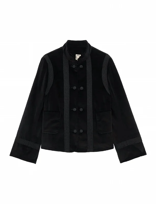 Phoebe Velvet Jacket In Black Belted Jacket Elasticated Jacket Padded Jacket