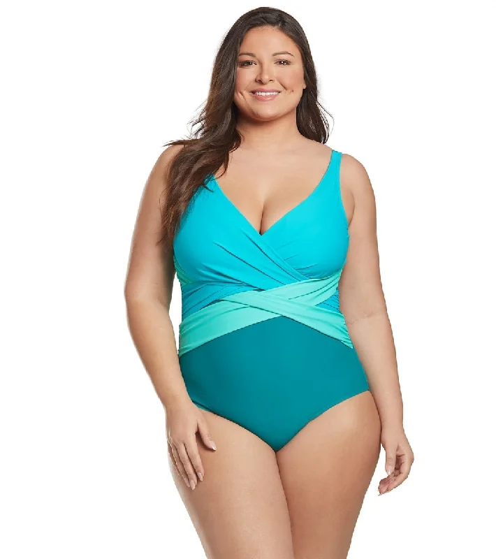 Sporti Plus Size Marina Criss Cross Tummy Control One Piece Swimsuit Dark Emerald Multi Elegant Halter Bikini Sporti Plus Size Marina Criss Cross Tummy Control One Piece Swimsuit Dark Emerald Multi Elegant Halter Bikini