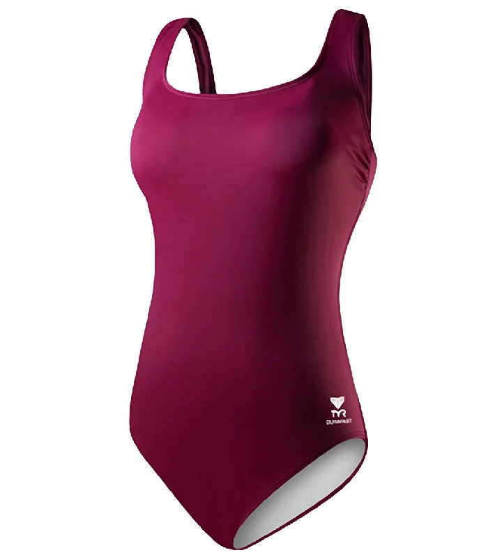 TYR Solid Aqua Chlorine Resistant Controlfit U Back One Piece Swimsuit Cabernet Solid Color Swimsuit TYR Solid Aqua Chlorine Resistant Controlfit U Back One Piece Swimsuit Cabernet Solid Color Swimsuit