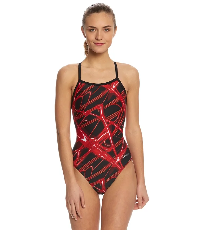 Waterpro Lightning Thin Strap One Piece Swimsuit (SwimOutlet Exclusive) Red/Black Swim Skirt Set Waterpro Lightning Thin Strap One Piece Swimsuit (SwimOutlet Exclusive) Red/Black Swim Skirt Set