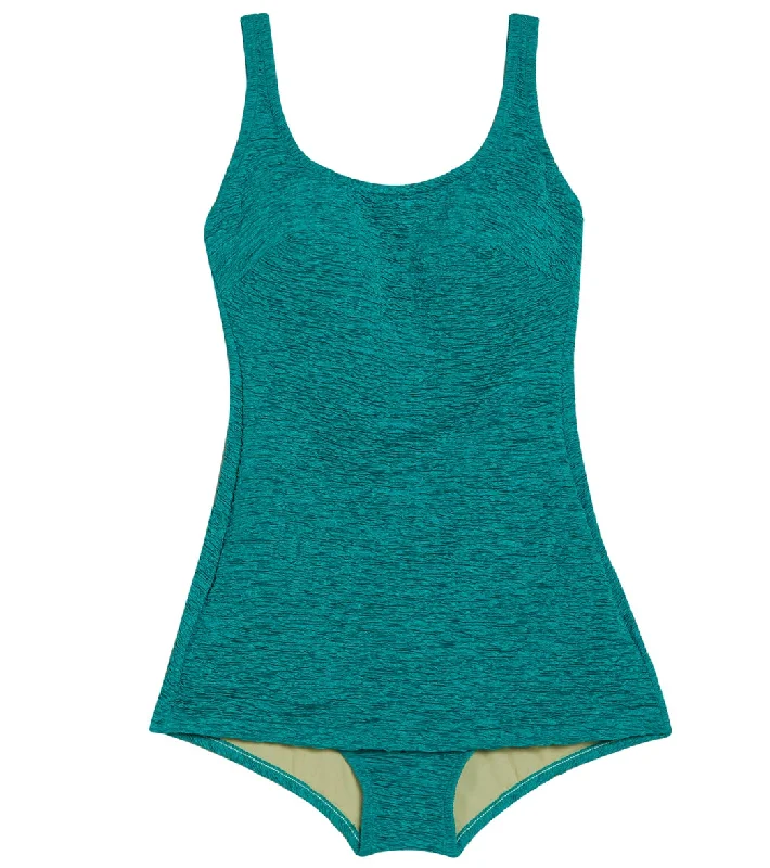 Women's Krinkle By Penbrooke Chlorine Resistant Scoop Neck Sheath Chlorine Resistant One Piece Swimsuit Jade Color-Block Bikini Women's Krinkle By Penbrooke Chlorine Resistant Scoop Neck Sheath Chlorine Resistant One Piece Swimsuit Jade Color-Block Bikini