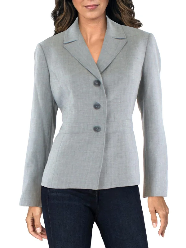 Womens Woven Seamed Suit Jacket Tiered Jacket Buttoned Jacket Zippered Jacket