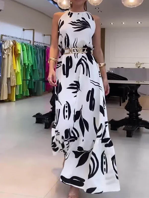 Unique Print Tie-up Neckline Graceful Loose Cocktails Maxi Dress Comfortable Maxi Dress with Sleeves Unique Print Tie-up Neckline Graceful Loose Cocktails Maxi Dress Comfortable Maxi Dress with Sleeves