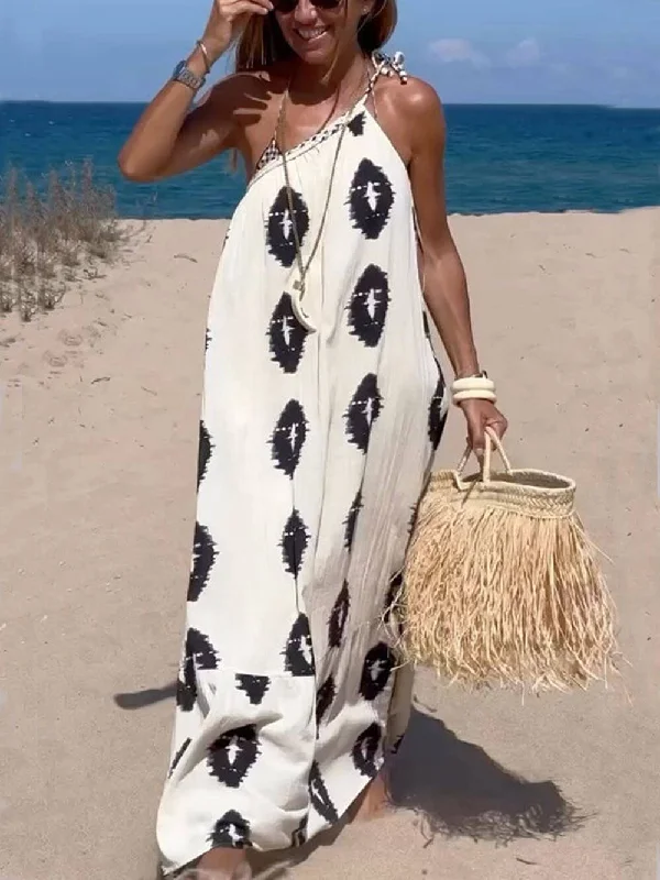 Sunshine Ethnic Print One Graceful Shoulder Loose Maxi Dress Stylish Button-Up Maxi Dress Sunshine Ethnic Print One Graceful Shoulder Loose Maxi Dress Stylish Button-Up Maxi Dress