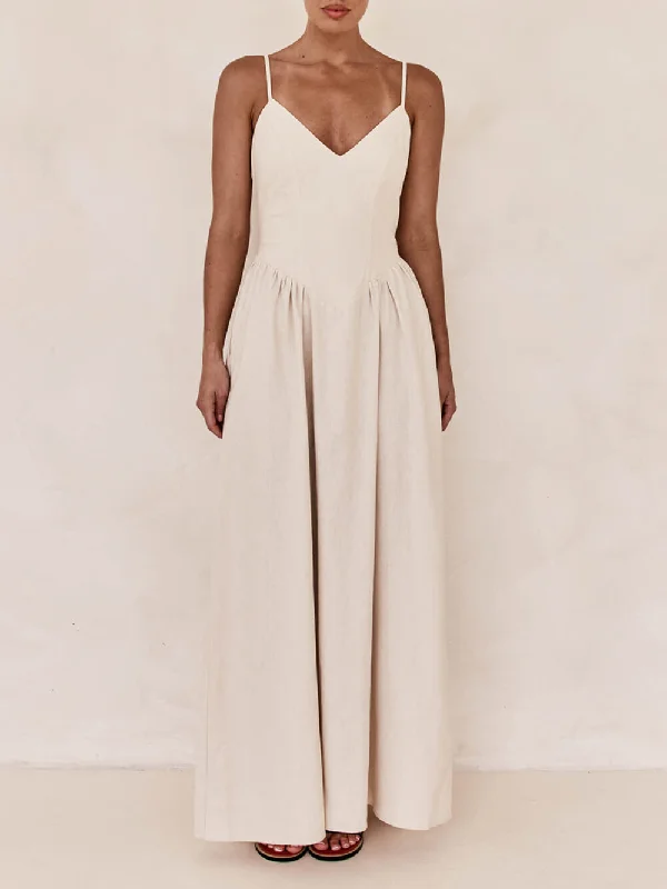 Sunset Suspender Pleated Charming Panel Sleeveless Maxi Dress Chic Button-Up Maxi Dress Sunset Suspender Pleated Charming Panel Sleeveless Maxi Dress Chic Button-Up Maxi Dress