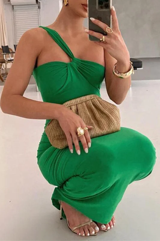 Irregular Backless One Shoulder Bodycon Formal Maxi Dresses(3 Colors) Fashionable Maxi Dress with Fringe Irregular Backless One Shoulder Bodycon Formal Maxi Dresses(3 Colors) Fashionable Maxi Dress with Fringe
