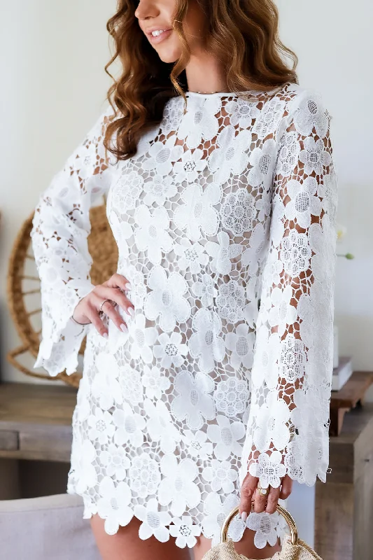 Avery Lace Mini Dress Trendy Mesh Mini Dress