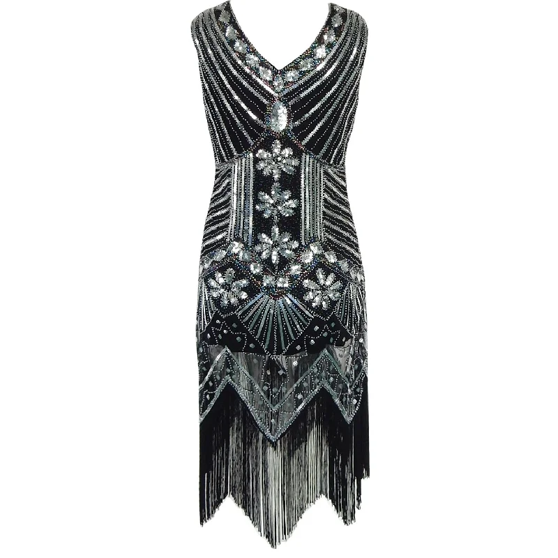 High Quality 2022 New Flapper Dress Great Gatsby Party Sequins V-Neck Women's Sexy Formal Mini Dresses Fashionable Lace-Trim Mini Dress High Quality 2022 New Flapper Dress Great Gatsby Party Sequins V-Neck Women's Sexy Formal Mini Dresses Fashionable Lace-Trim Mini Dress
