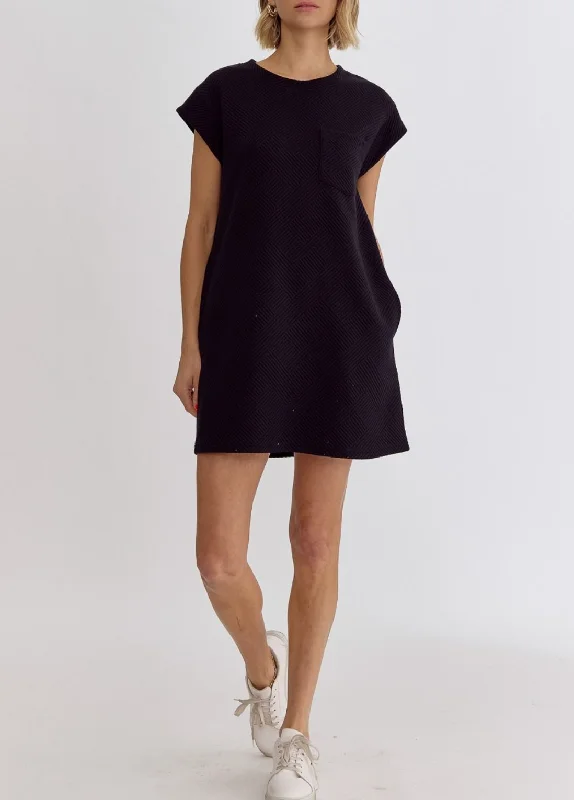 Textured Round Neck Sleeveless Mini Dress with Pockets Fashionable Off-Shoulder Mini Dress Textured Round Neck Sleeveless Mini Dress with Pockets Fashionable Off-Shoulder Mini Dress