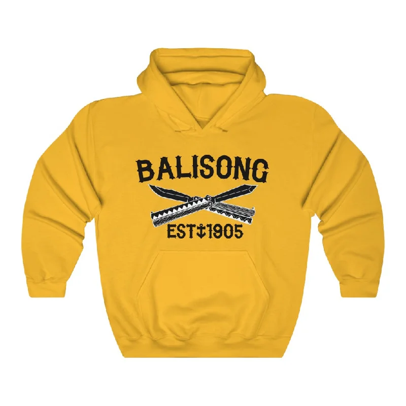 Balisong Established Unisex Heavy Blend™ Hooded Sweatshirt Hoodie with Hem Embroidery Detailed Premium Balisong Established Unisex Heavy Blend™ Hooded Sweatshirt Hoodie with Hem Embroidery Detailed Premium