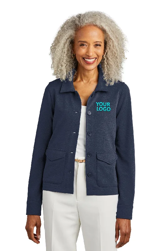 Brooks Brothers Womens Mid-Layer Stretch Button Jacket, Navy Blazer Heather Nylon Fabric Polyester Fabric Spandex Fabric Brooks Brothers Womens Mid-Layer Stretch Button Jacket, Navy Blazer Heather Nylon Fabric Polyester Fabric Spandex Fabric