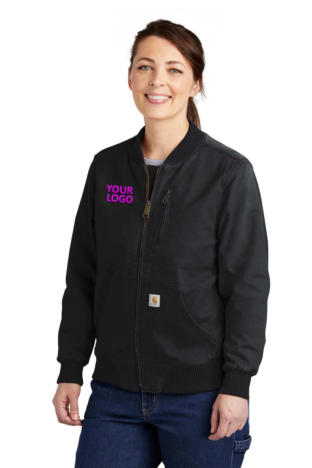 Carhartt Womens Crawford Branded Jackets, Black Rayon Fabric Velvet Fabric Corduroy Fabric