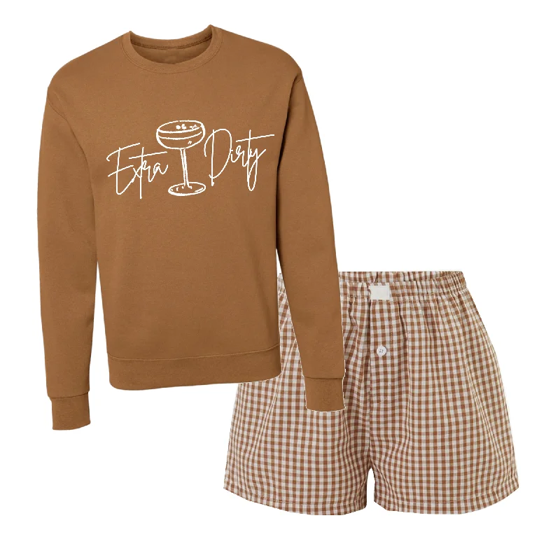 Extra Dirty Espresso Martini Sweatshirt Boxer Set Hoodie with Earth Tones Natural Calm Extra Dirty Espresso Martini Sweatshirt Boxer Set Hoodie with Earth Tones Natural Calm