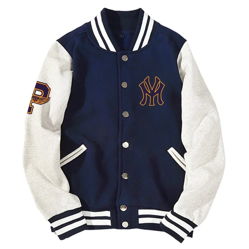 New Arrival Letter Rib Sleeve Cotton Top Fashion Logo Single Breasted Casual Print Baseball Jacket Front Pockets Side Pockets Patch Pockets New Arrival Letter Rib Sleeve Cotton Top Fashion Logo Single Breasted Casual Print Baseball Jacket Front Pockets Side Pockets Patch Pockets