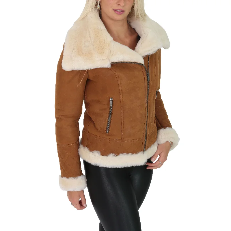 Super Luxurious Womens Real Sheepskin Jacket Aviator Coat Alexa Tan Oversized Jacket Tailored Jacket Straight Jacket Super Luxurious Womens Real Sheepskin Jacket Aviator Coat Alexa Tan Oversized Jacket Tailored Jacket Straight Jacket