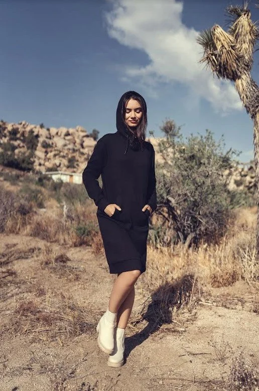PROFILE SWEATSHIRT DRESS Hoodie with Applique Textured Unique