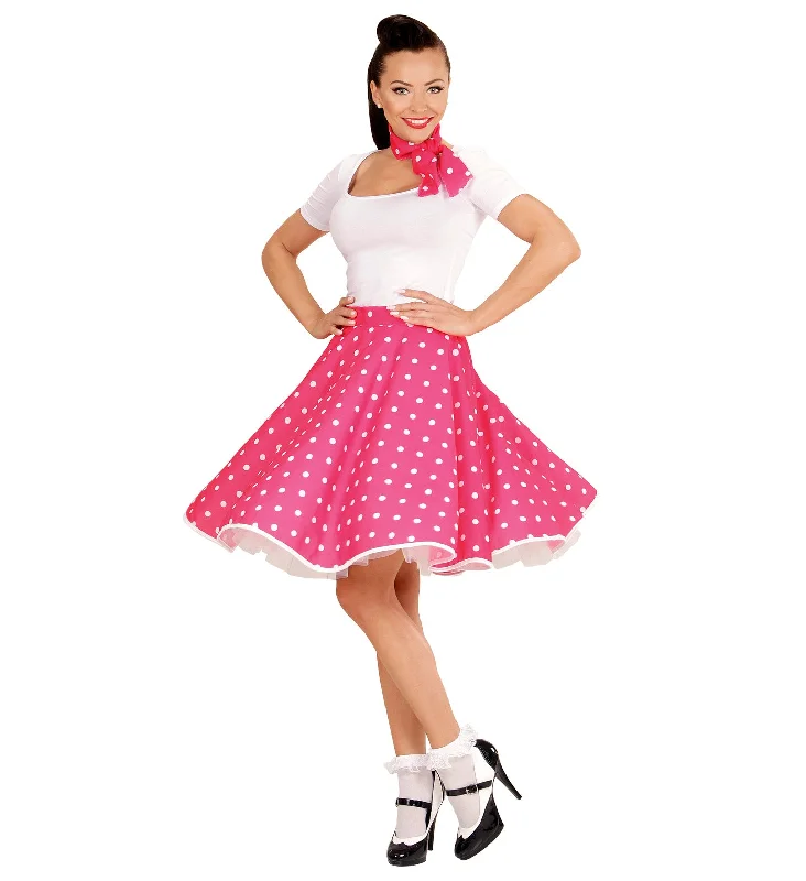 50's Rockabilly Pink Polka Dot Skirt and Neckscarf mini skirt trendy