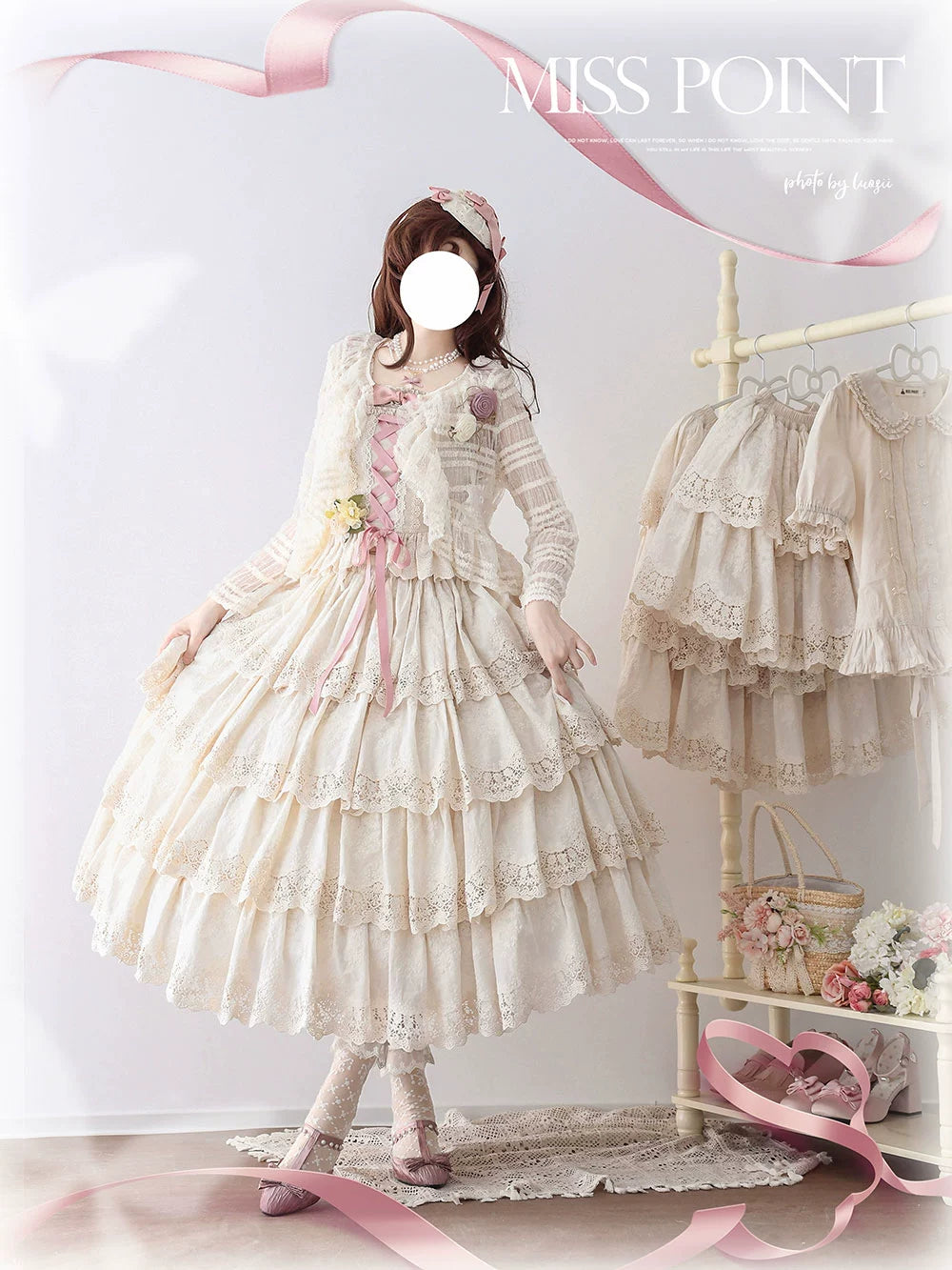 Miss Point~Forest Waltz~Classic Lolita Tiered Skirt Multi-layer Embroidered SK ribbed skirt waist