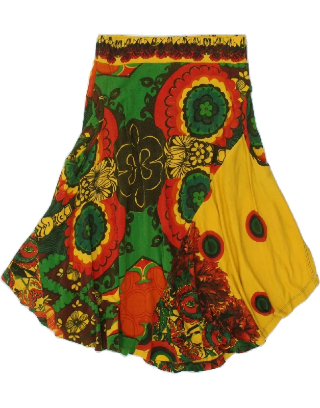 DESIGUAL Womens Graphic A-Line Skirt XS W26  Multicoloured Floral low waist skirt