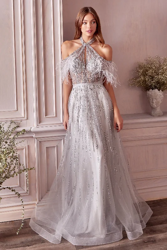 Enchanted Elegance: Captivating Gown with Intricate Beadwork and Voluminous Skirt high slit skirt